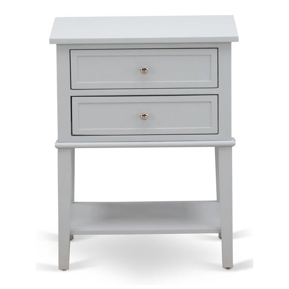 East West Furniture VL-14-ET Valencia Side Table - Rectangle Nightstand with 2 Drawers for Bedroom, 16x22 Inch Inch, Urban Gray